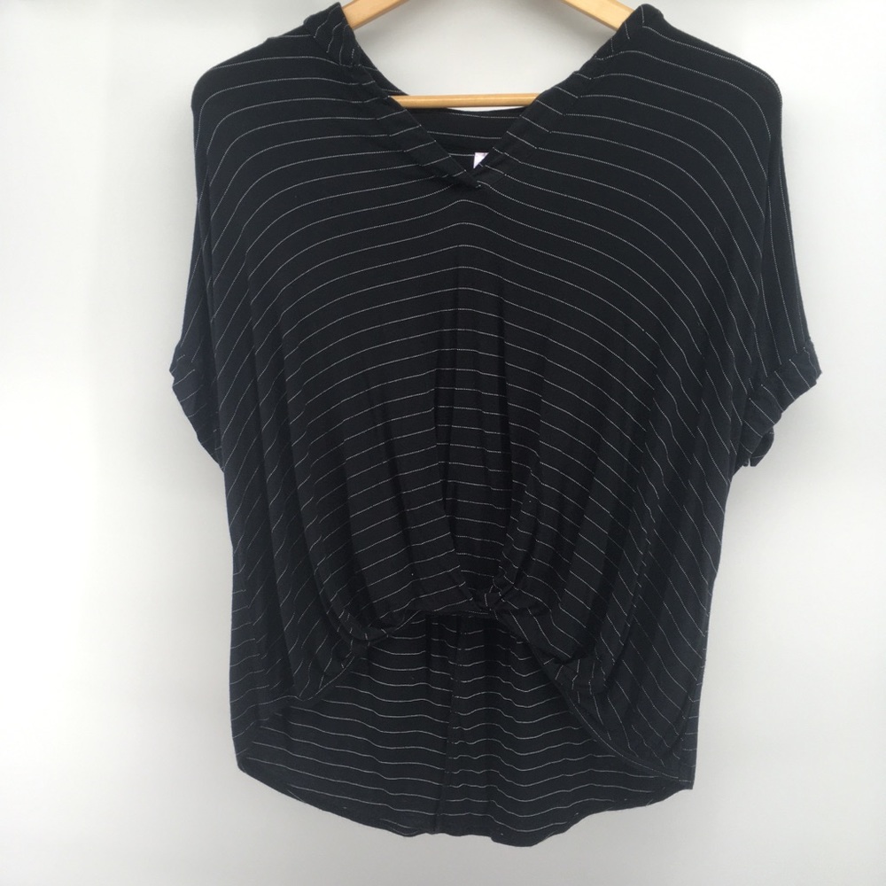 Francesca's | Black Pinstripe High Low Top Small